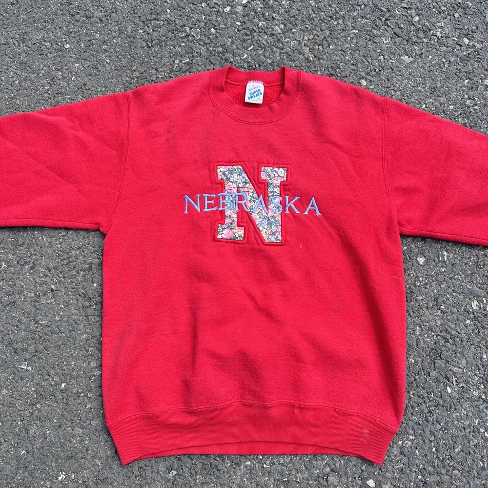VTG Nebraska State Sweatshirt Size L 90s Jerzees USA‎ Huskies Vintage
